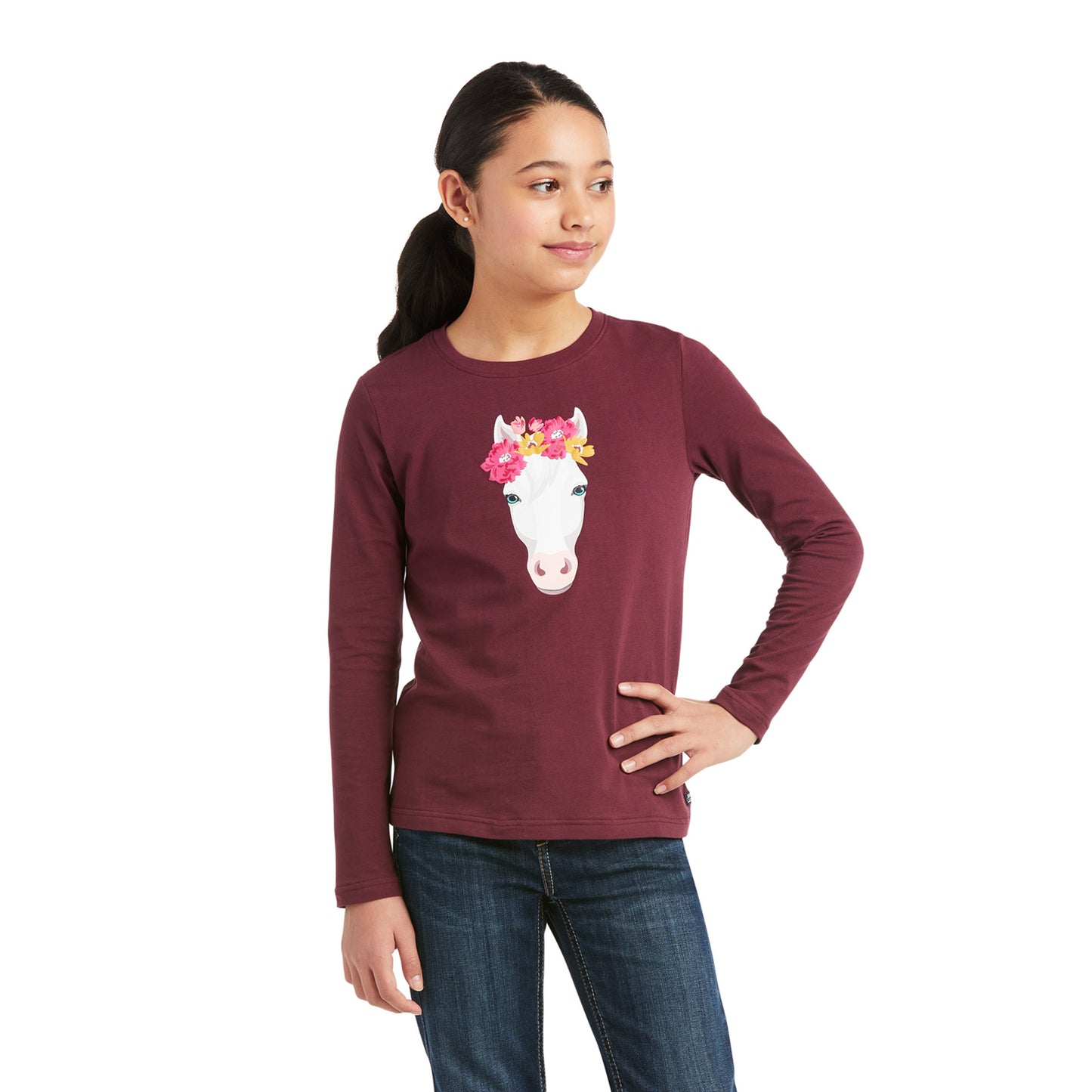 Ariat Children's Flower Crown Long Sleeve Windsor Wine T-Shirt 10037351
