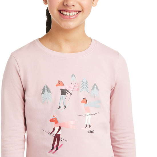 Ariat® Children's Powder Ponies Long Sleeve Ash Rose T-Shirt 10037352