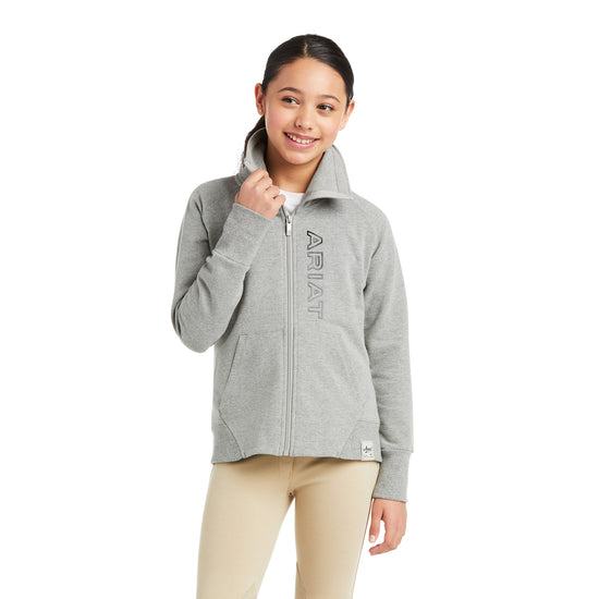 Ariat Children's Team Logo Heather Grey Full Zip Sweatshirt 10037724