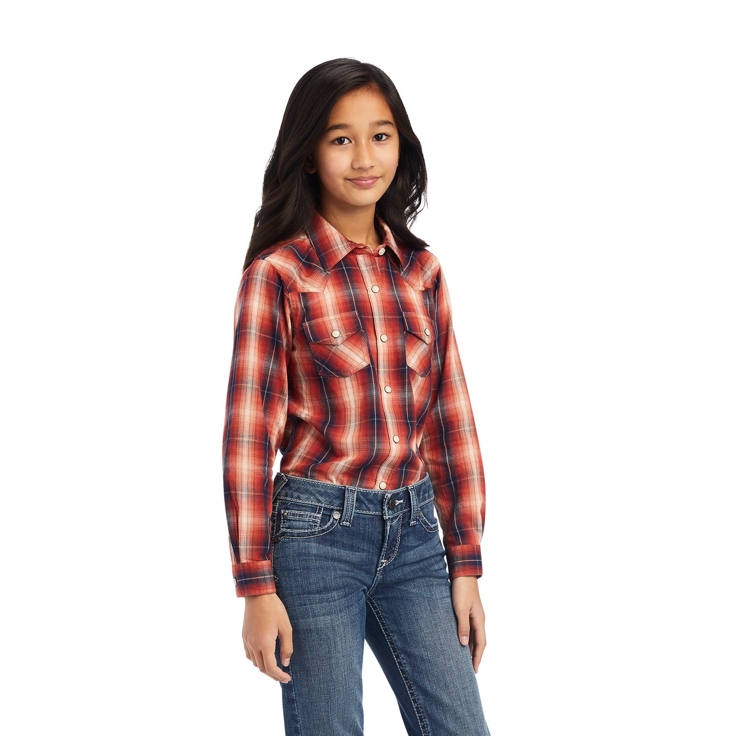 Ariat® Youth Girl's R.E.A.L™ Citrus Grove Plaid Snap Shirt 10041653