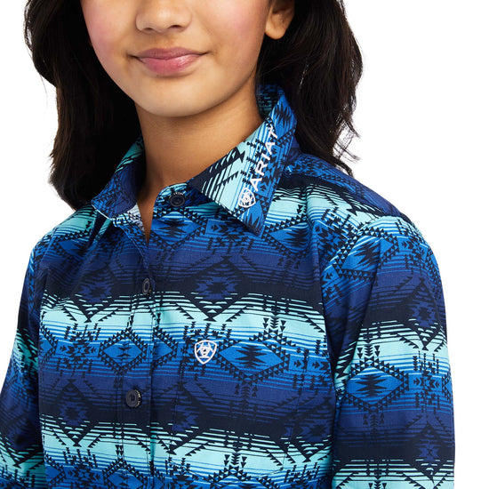 Ariat® Youth Girl's Team Kirby Maison Print Button Down Shirt 10041689