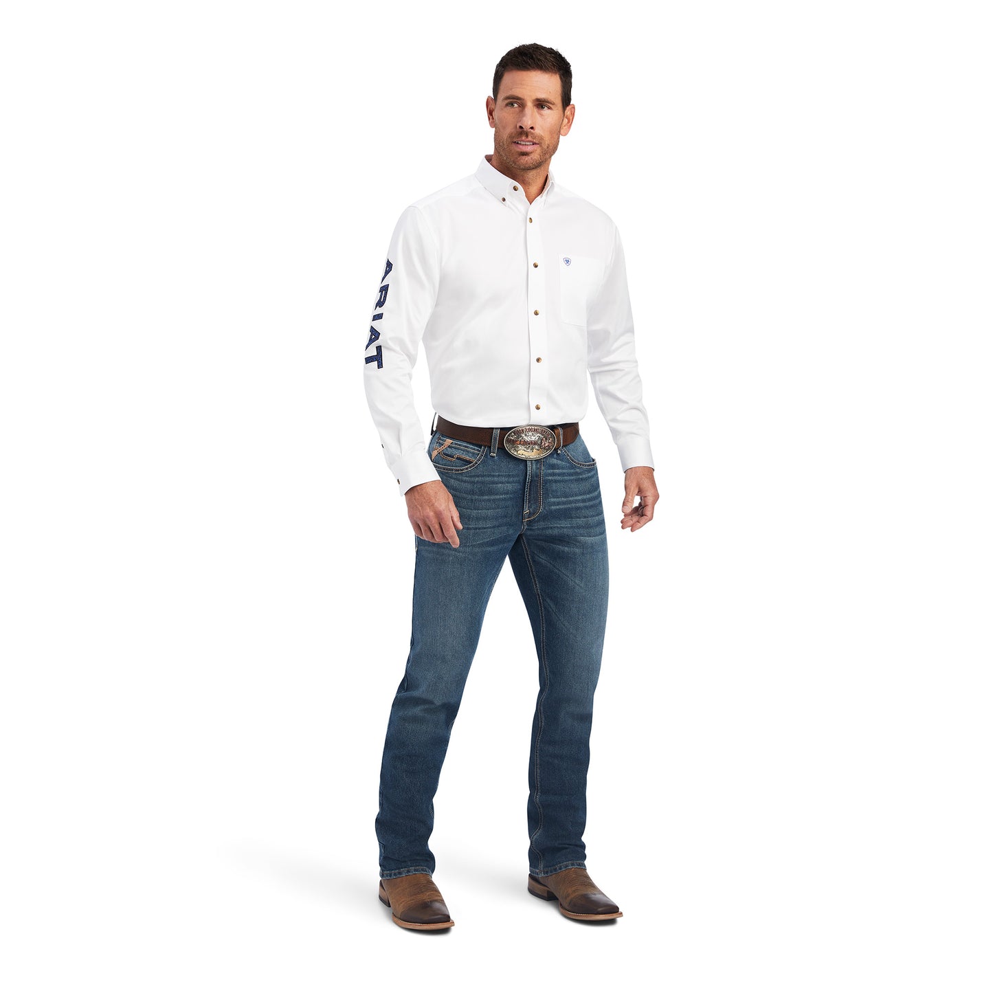 Ariat® Men's Classic White & Blue Team Logo Button Down Shirt 10041528
