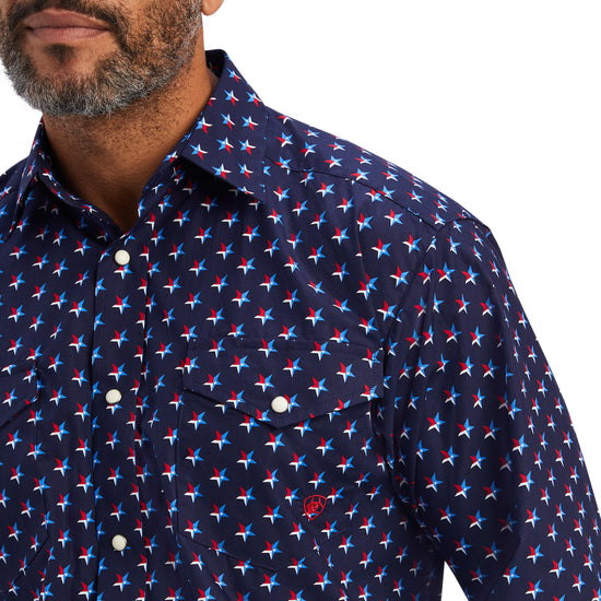 Ariat Men's Classic Nosson Star Maritime Blue Snap Shirt 10041555