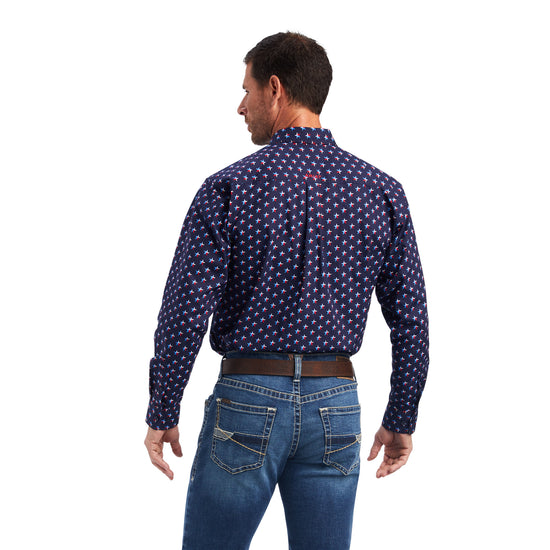 Load image into Gallery viewer, Ariat® Men&amp;#39;s Nosson Maritime Blue Classic Fit Button Up Shirt 10041557
