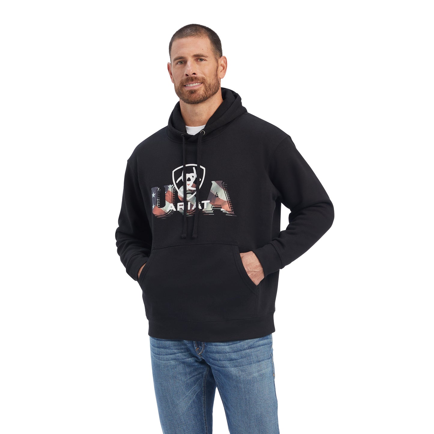 Ariat® Men's USA Proud Black Graphic Hooded Sweatshirt 10041720