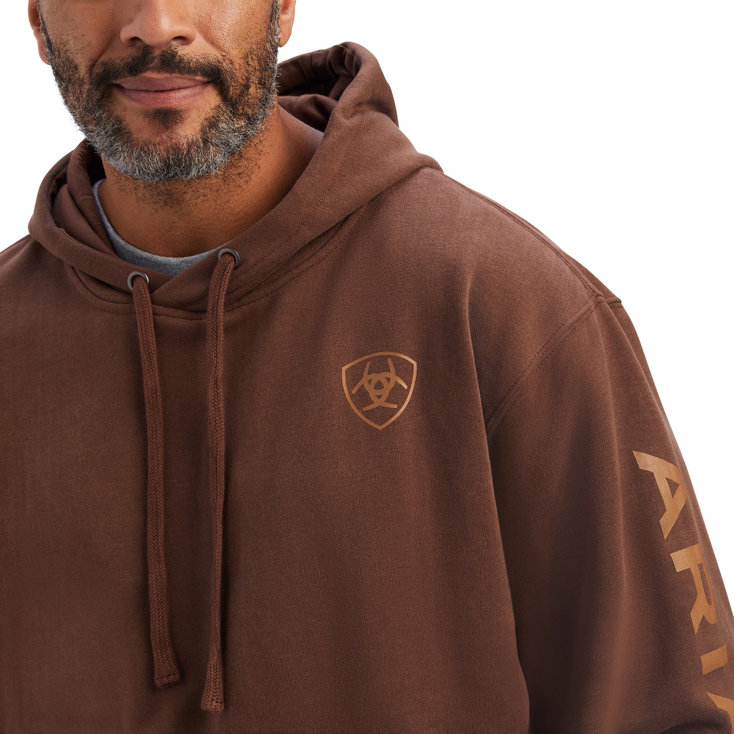 Ariat® Men's Logo Print Chestnut Brown Pullover Hoodie 10041804