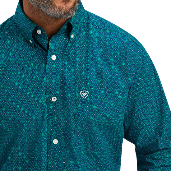Ariat Men's Benson Everglade Teal Long Sleeve  Button Down Shirt 10041826