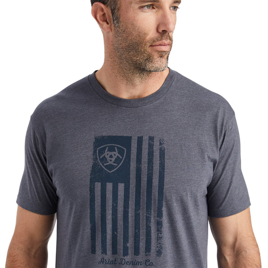 Ariat® Men's American Flag Faded Titanium Heather T-Shirt 10042655