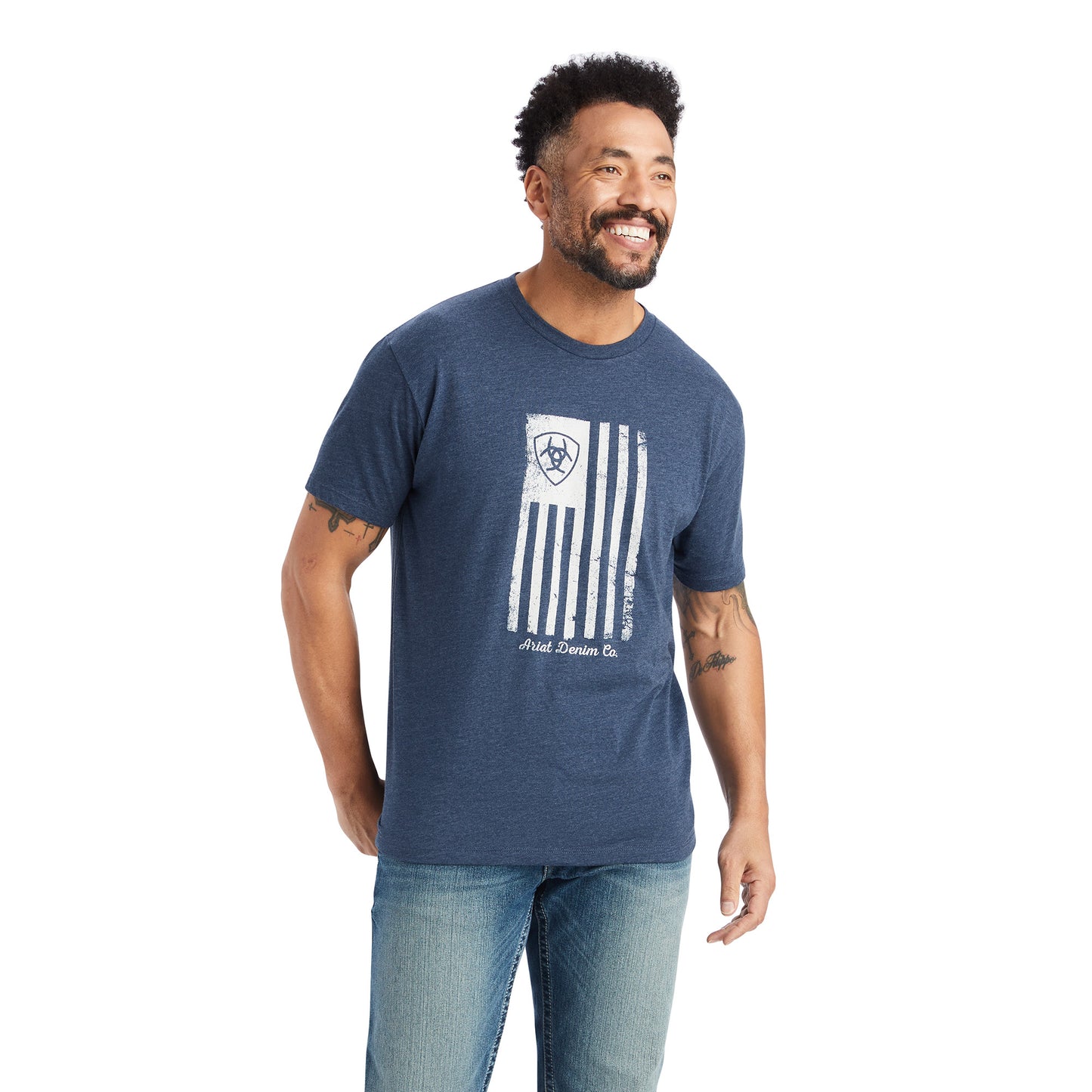 Ariat® Men's Faded American Flag Navy T-Shirt 10042656