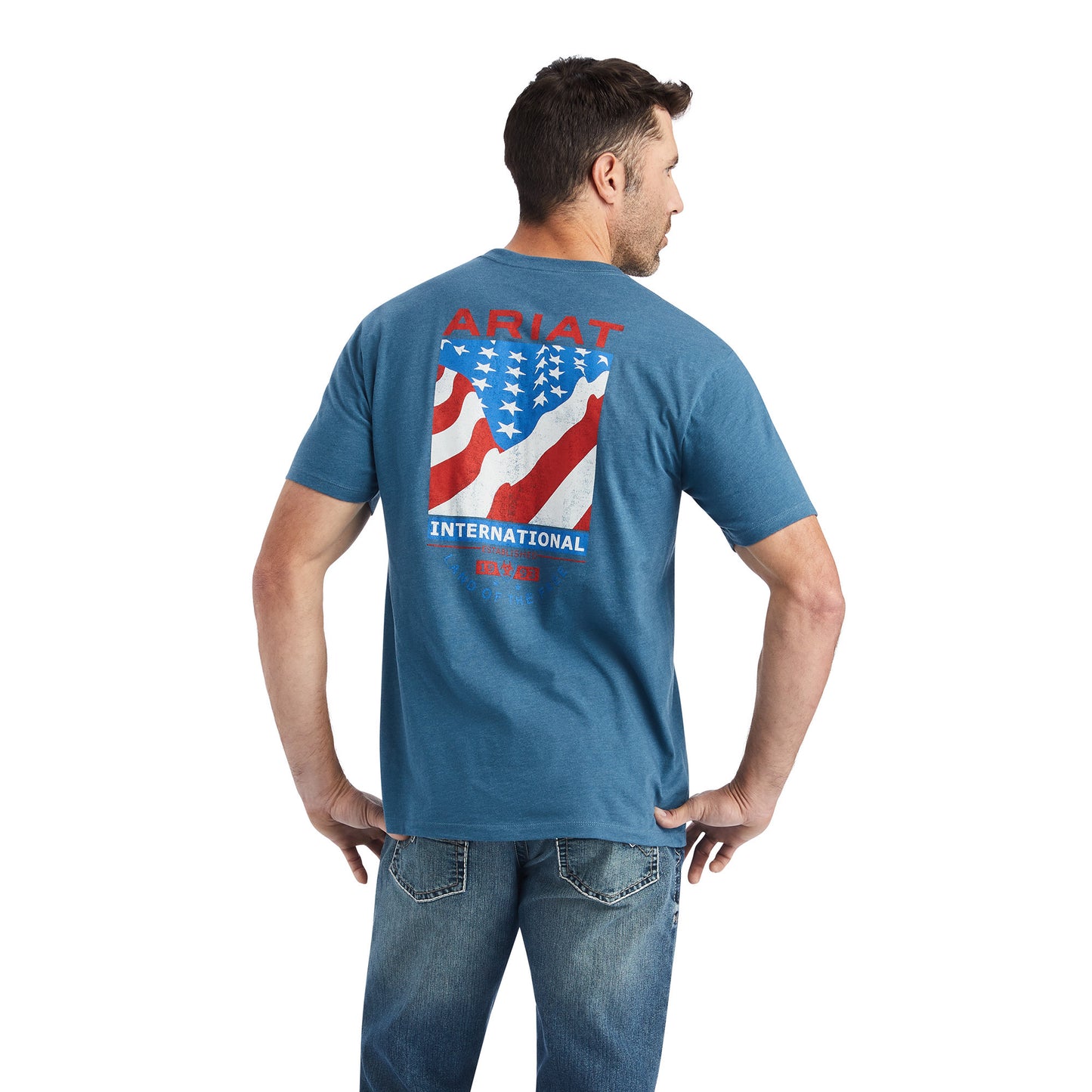 Ariat® Men's Flag Flow Steel Blue Heather Graphic T-shirt 10042758