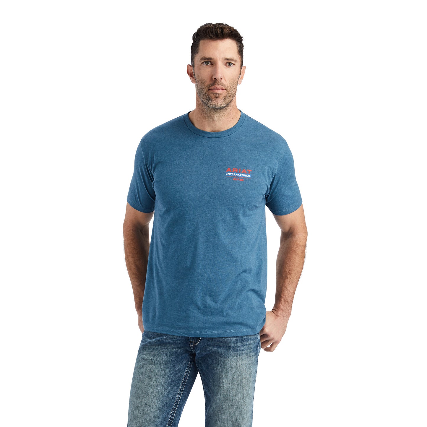 Ariat® Men's Flag Flow Steel Blue Heather Graphic T-shirt 10042758