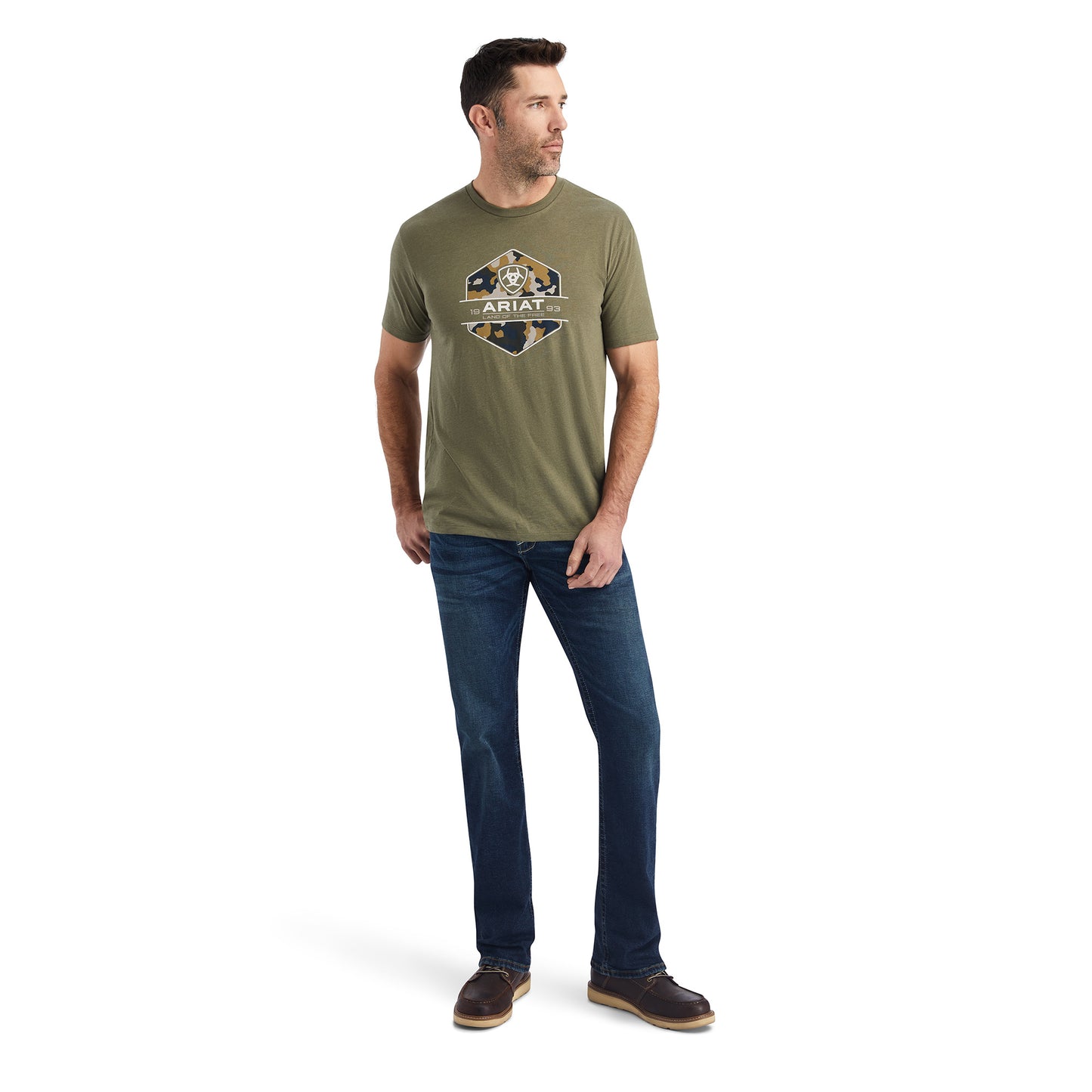 Ariat® Men's Camo Badge Military Heather Graphic T-Shirt 10042769
