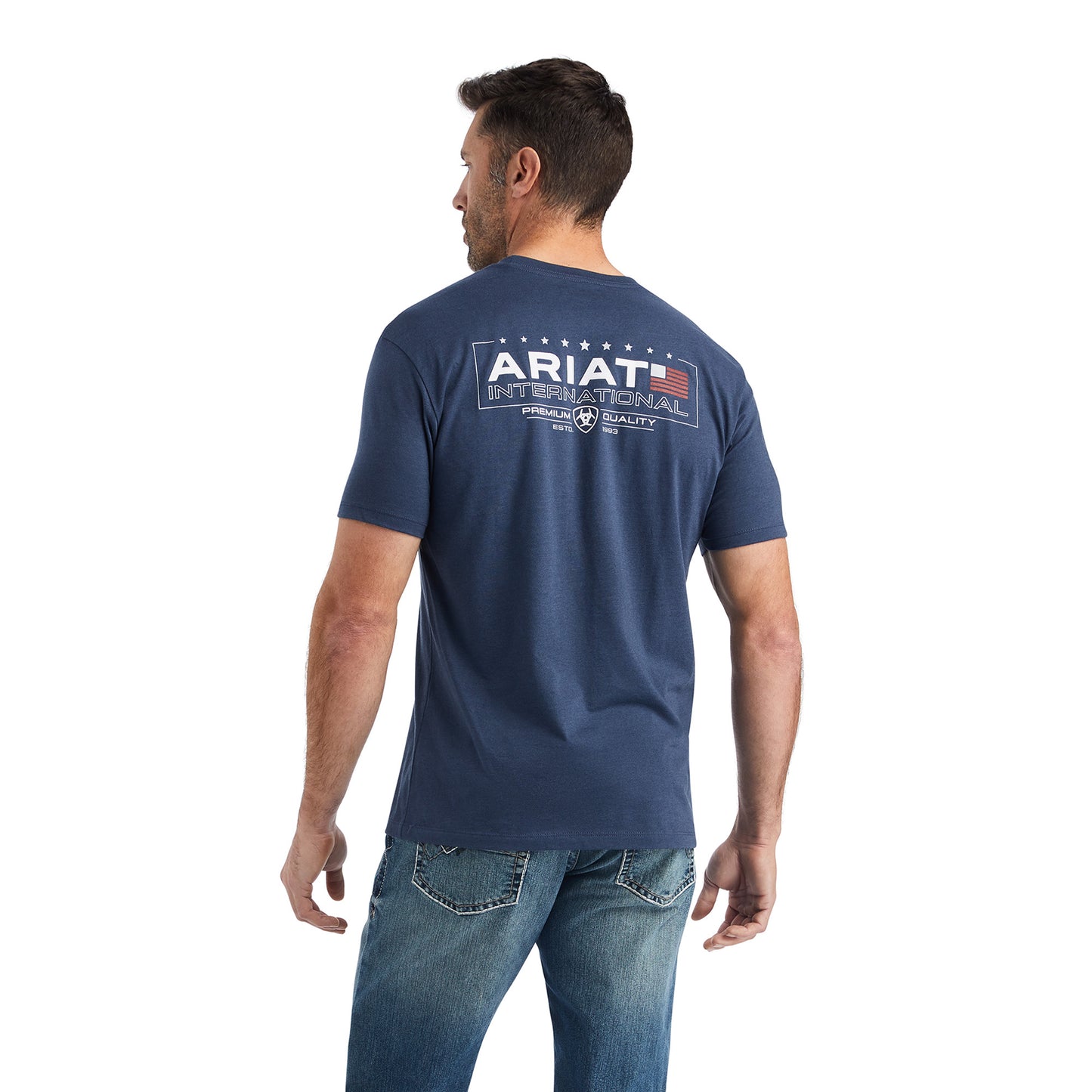 Ariat® Men's Horizontal Logo Navy Heather T-Shirt 10042772