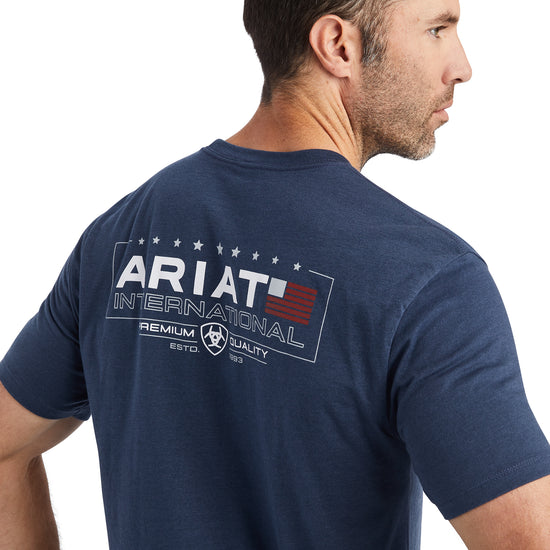 Ariat® Men's Horizontal Logo Navy Heather T-Shirt 10042772