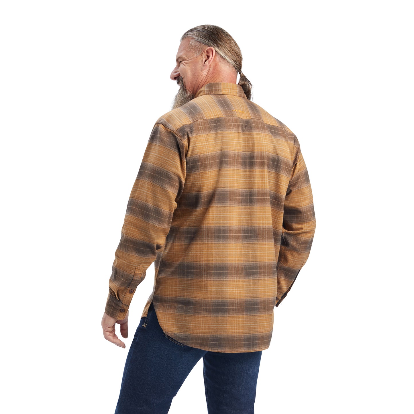 Ariat® Men's Rebar DuraStretch Sand Flannel Button Down Shirt 10041544