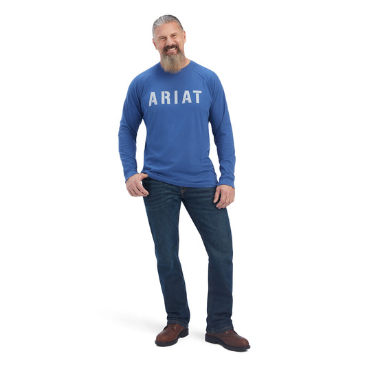 Ariat® Men's Rebar CottonStrong Block Metal Blue T-Shirt 10041590