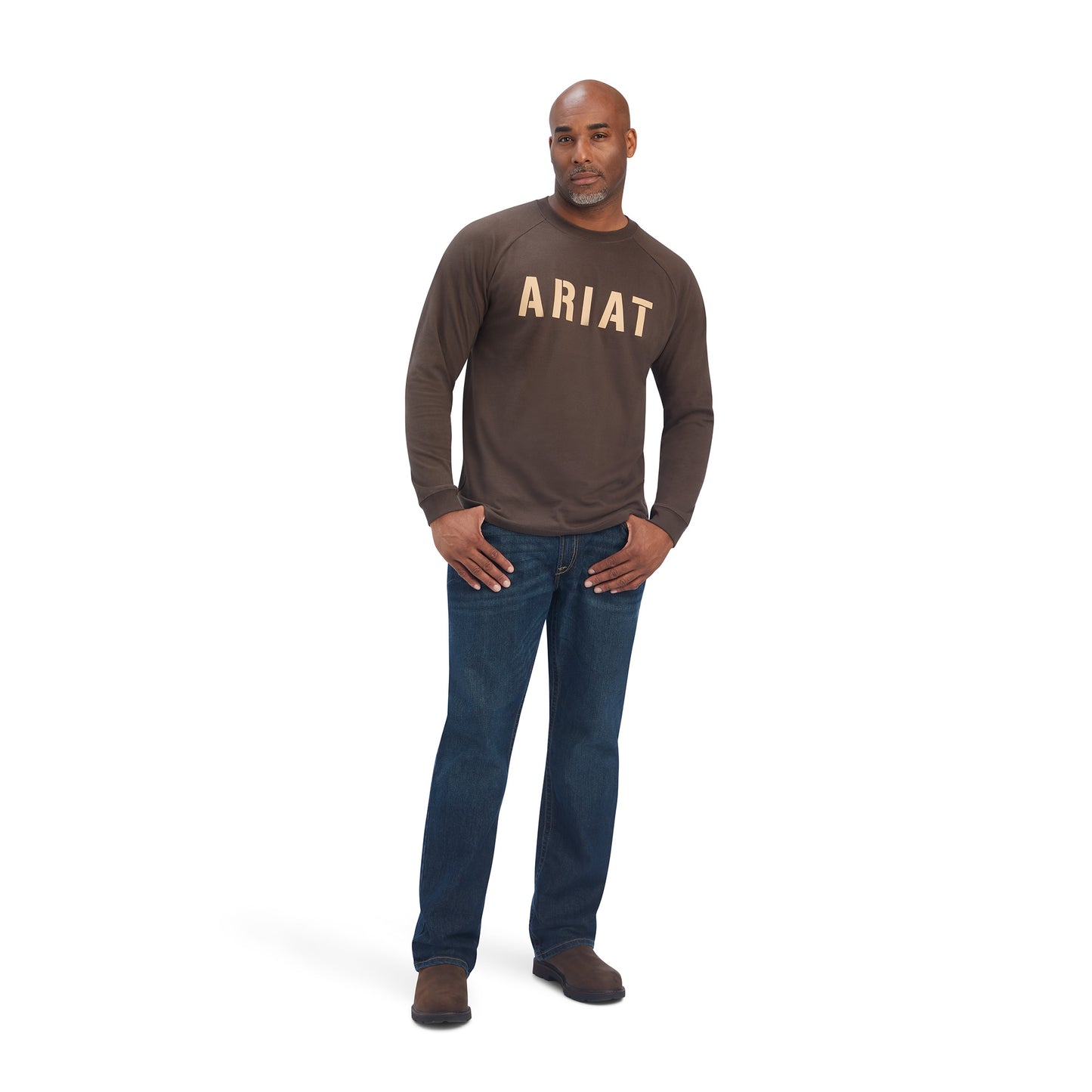 Ariat Men's Rebar Block Logo Graphic Wren Brown T-Shirt 10041591