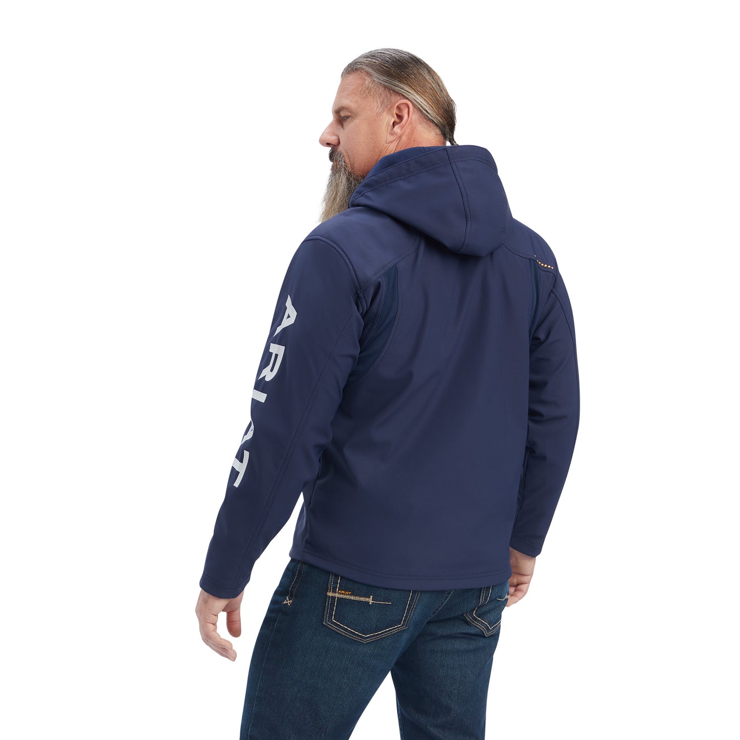 Ariat® Men's Rebar Stretch Canvas Navy Logo Softshell Jacket 10041629
