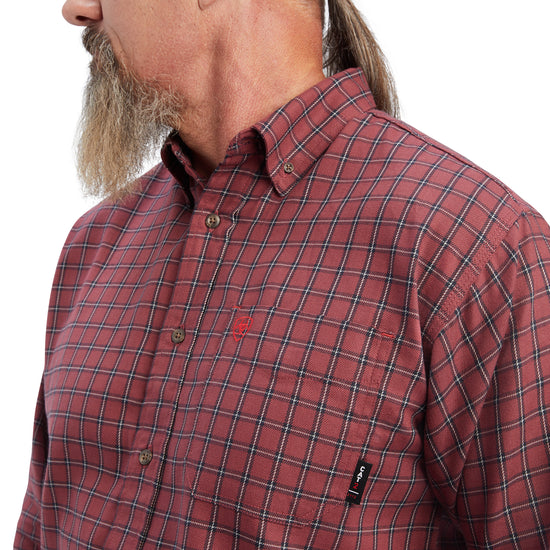 Ariat® Men's FR Payne Long Sleeve Cherry Mahogany Work Shirt 10041683