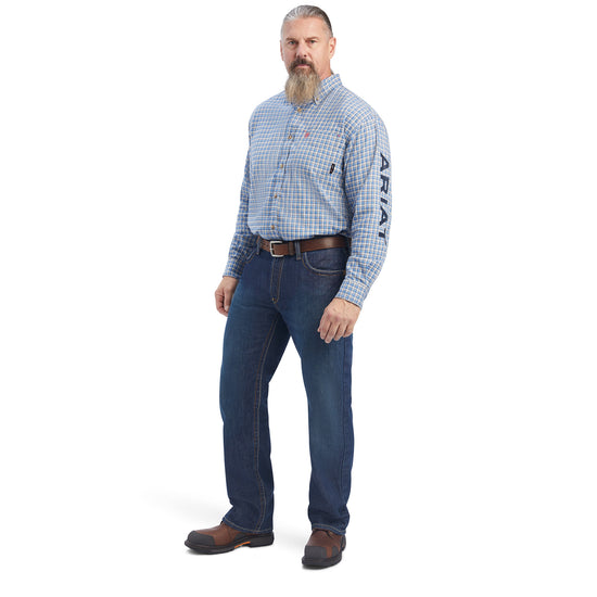 Ariat® Men's FR Cunningham Turquoise Button Down Work Shirt 10041685