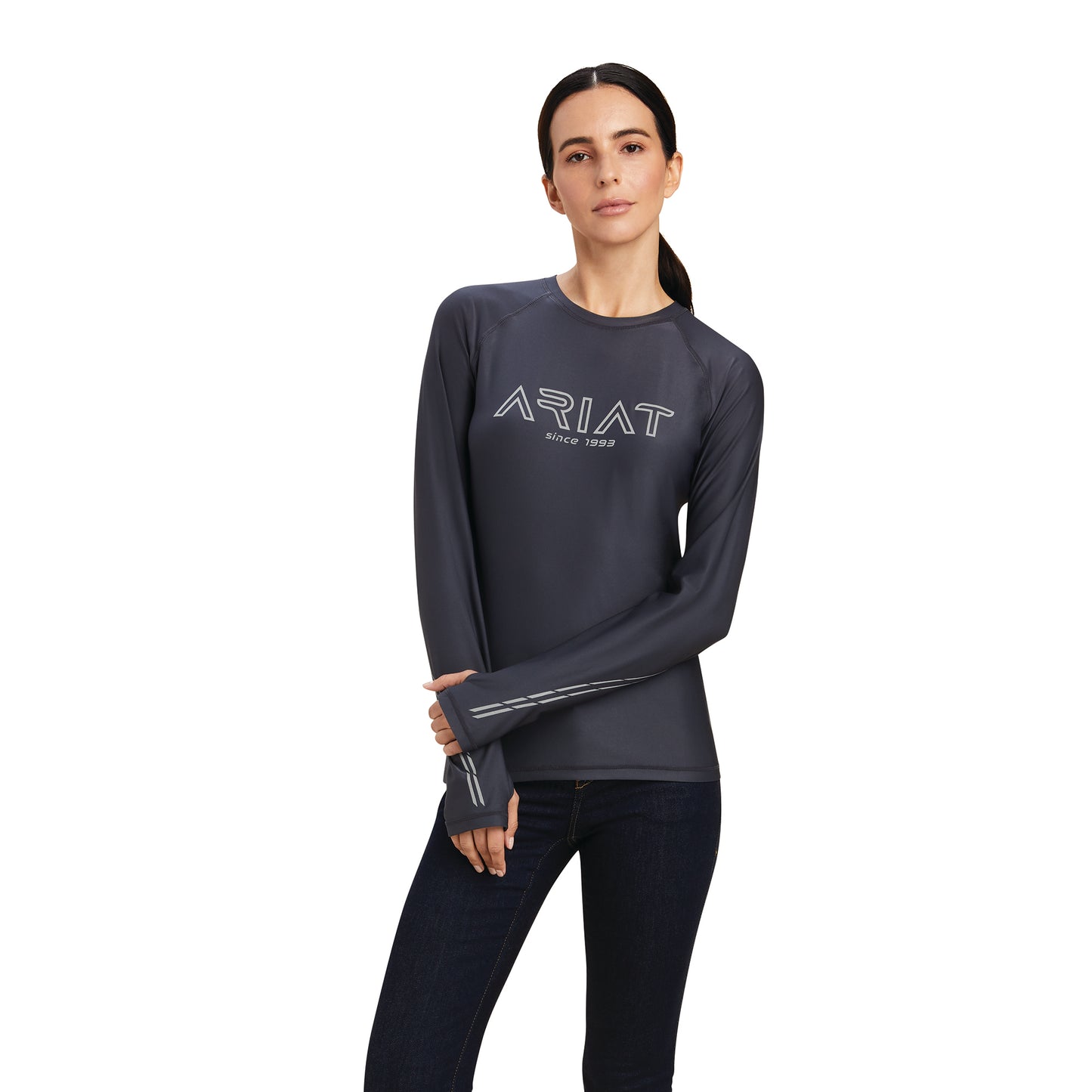 Ariat® Ladies Lumina Logo Ebony Long Sleeve T-Shirt 10041256