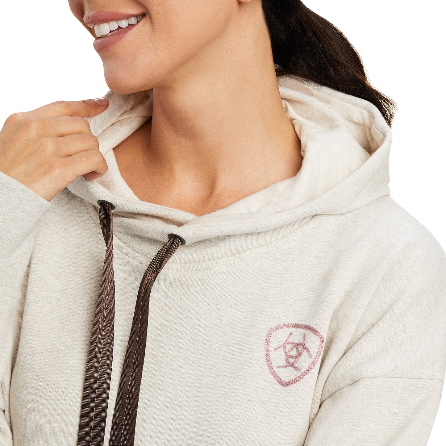 Ariat® Ladies Rabere Oatmeal Heather Logo Pullover Hoodie 10041328