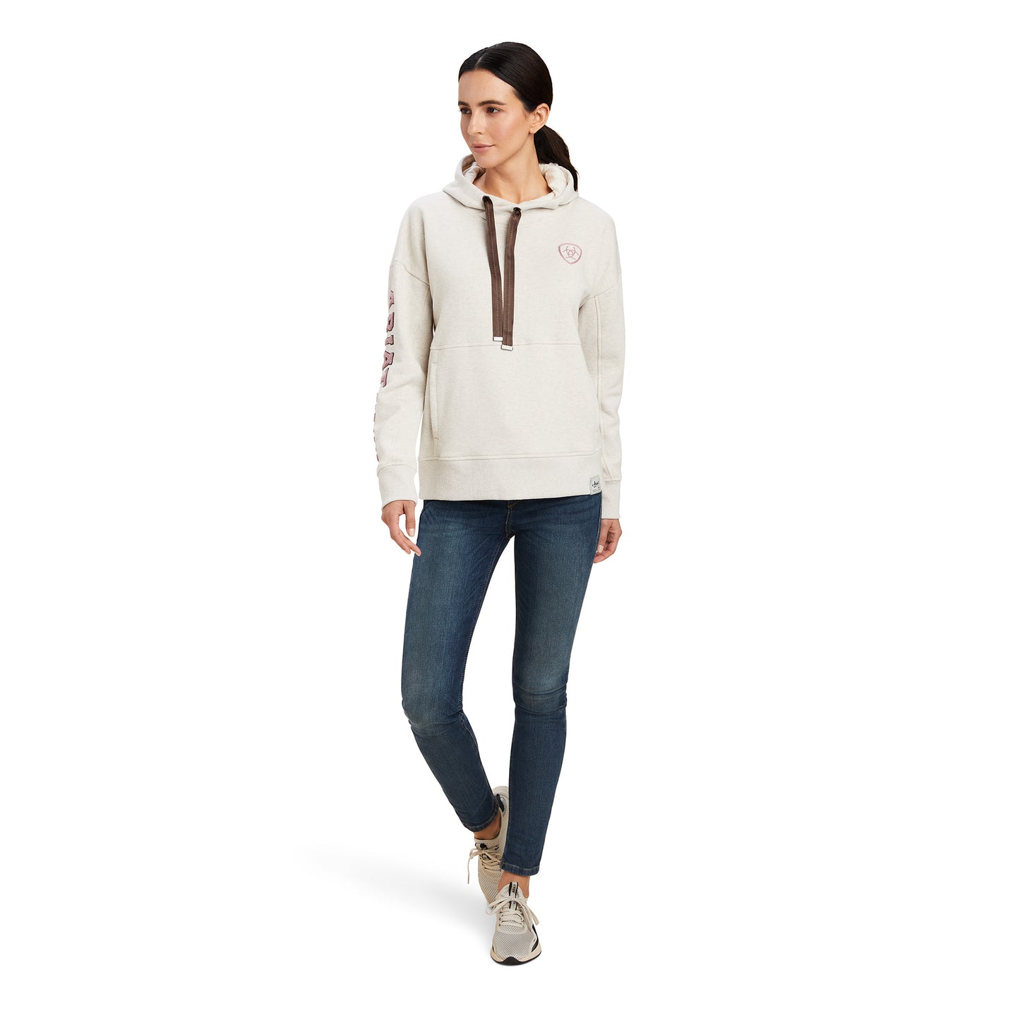 Ariat® Ladies Rabere Oatmeal Heather Logo Pullover Hoodie 10041328