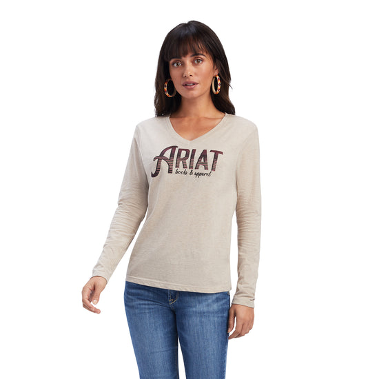 Ariat® Ladies R.E.A.L™ Chest Logo Oatmeal Heather T-shirt 10041337
