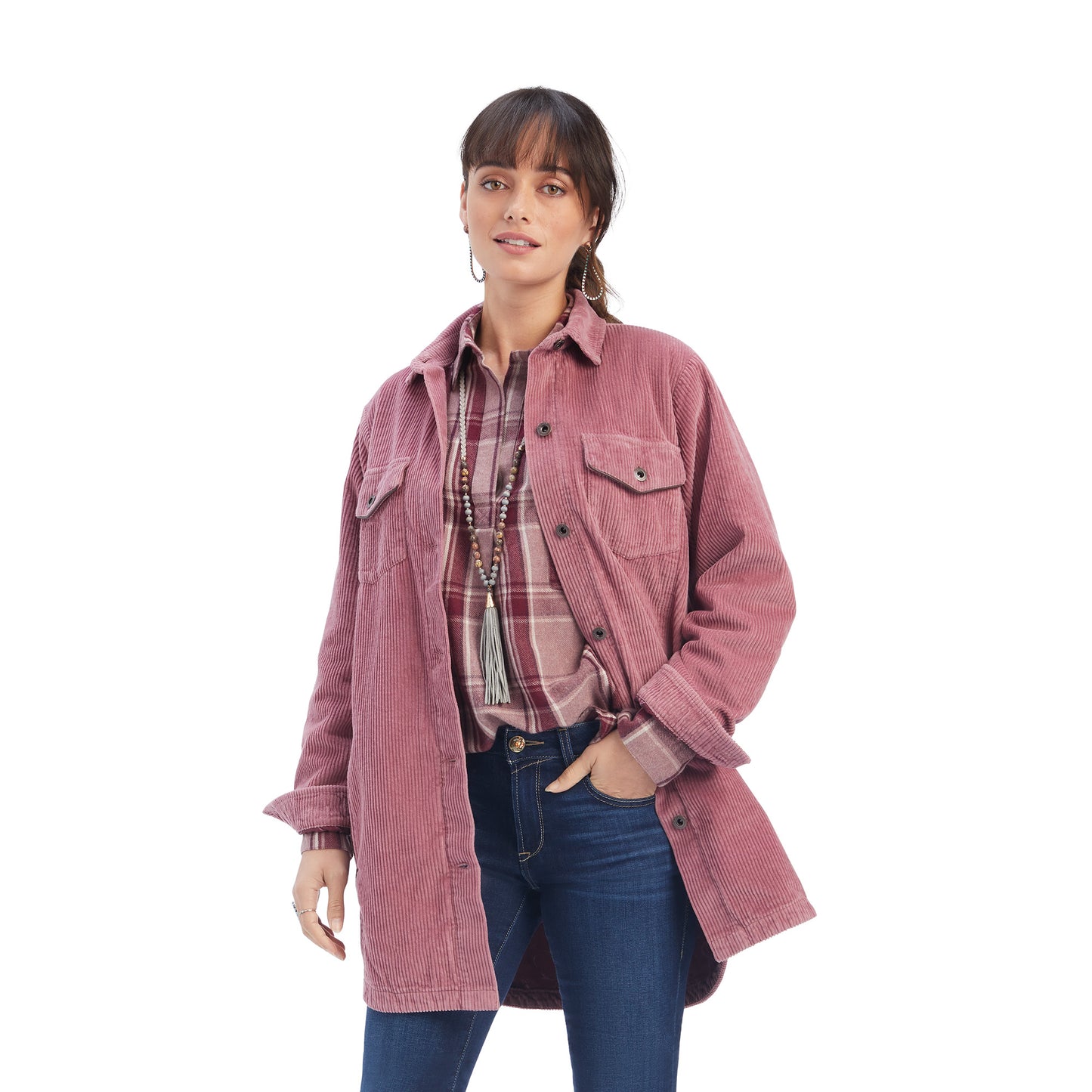 Ariat® Ladies On The Run Shacket Nostalgia Rose Shirt Jacket 10041662