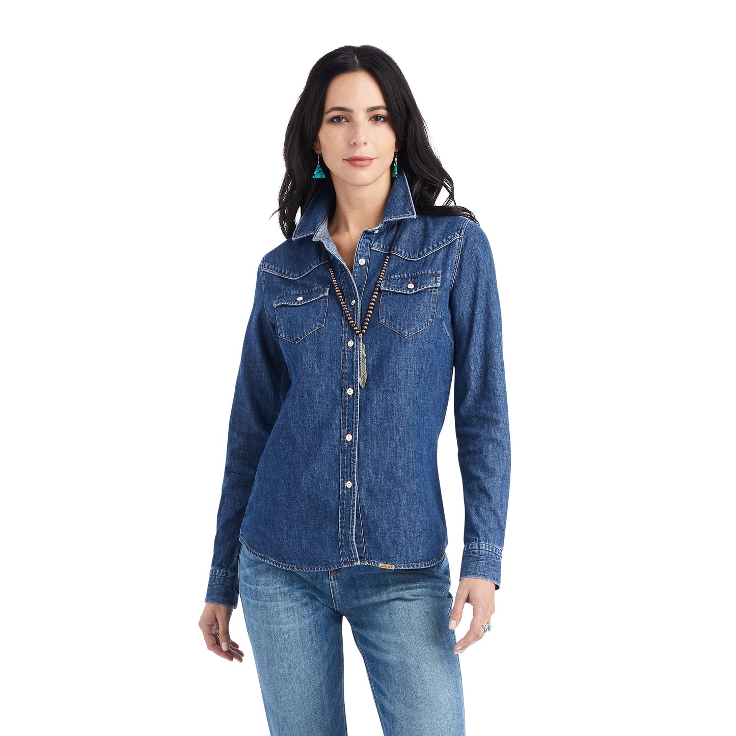 Ariat® Ladies Farriday Bluelight Denim Button Down Shirt 10042258
