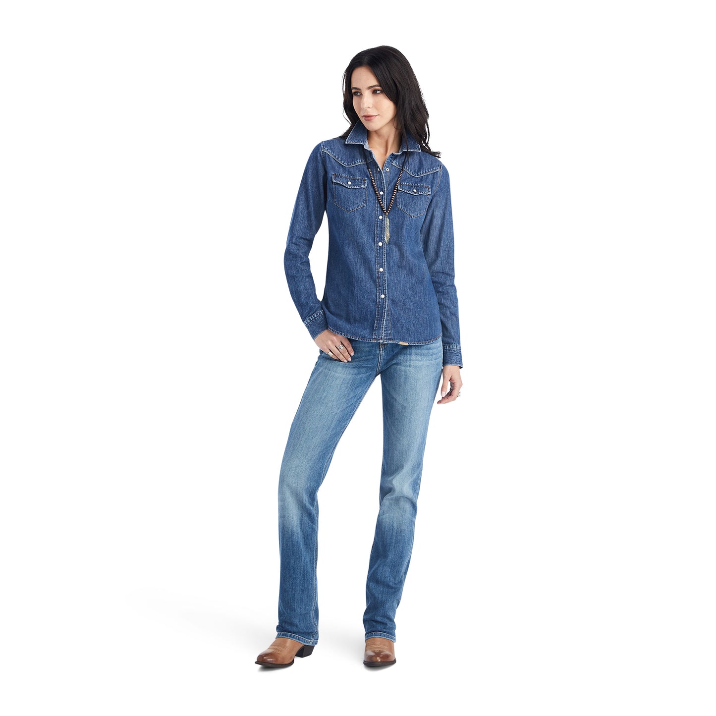 Ariat® Ladies Farriday Bluelight Denim Button Down Shirt 10042258