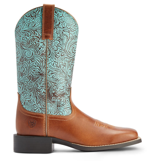 Ariat® Ladies Round Up Square Toe Brown & Turquoise Boots 10042534