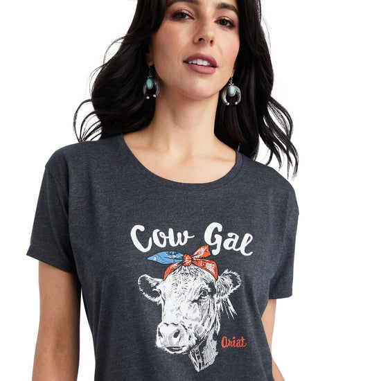 Ariat® Ladies "Cow Gal" Charcoal Heather Graphic T-shirt 10042716