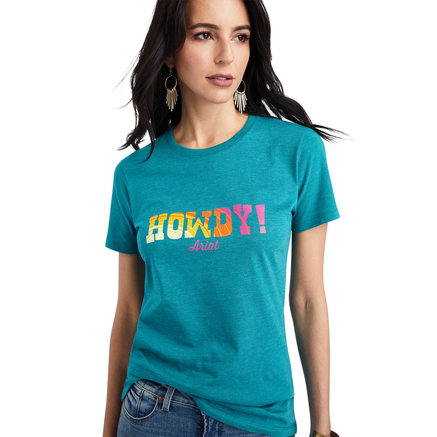 Ariat® Ladies Howdy Graphic Teal Green Heather T-shirt 10042726