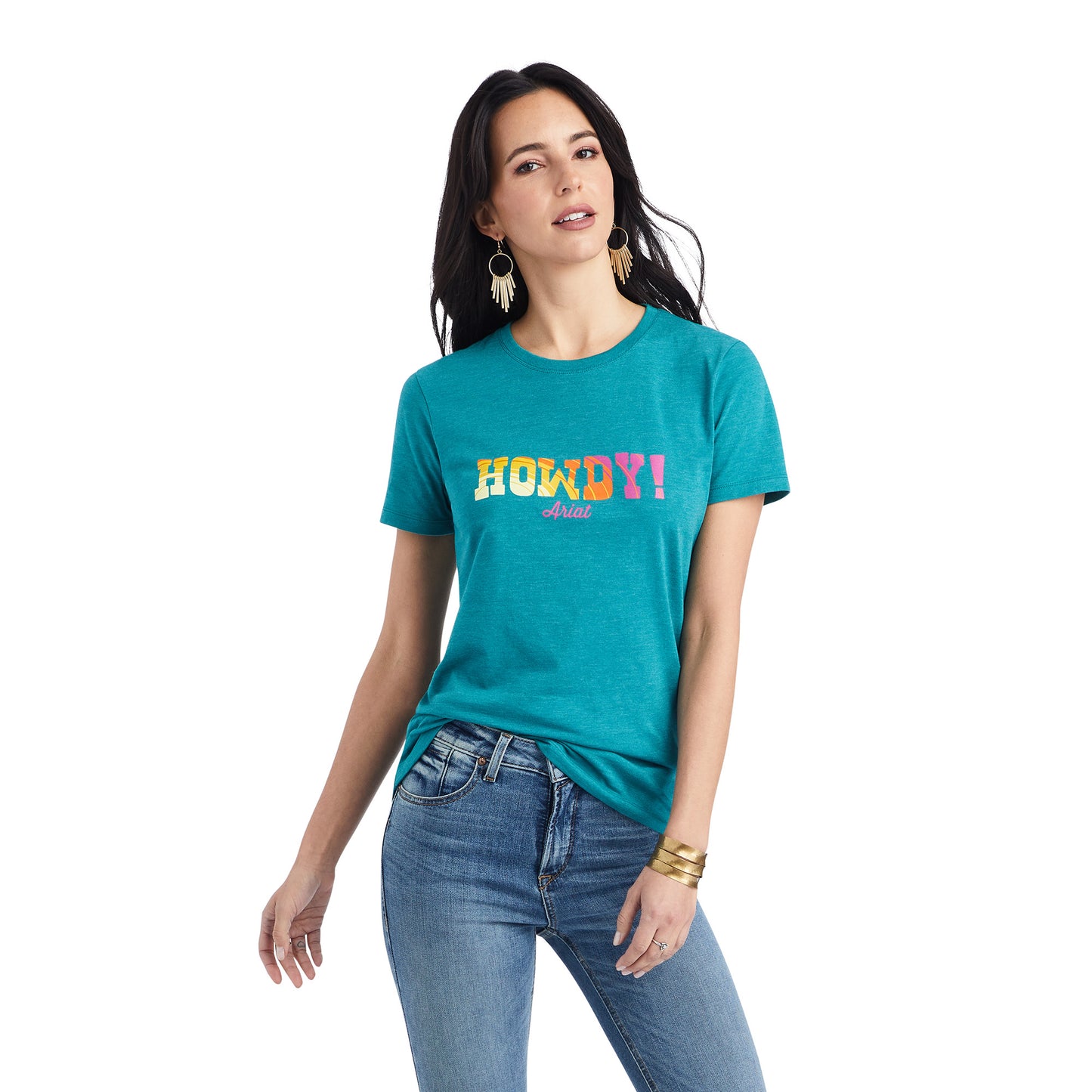 Ariat® Ladies Howdy Graphic Teal Green Heather T-shirt 10042726