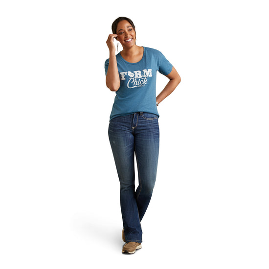 Ariat® Ladies Farm Chick Steel Blue Heather Graphic T-shirt 10042792