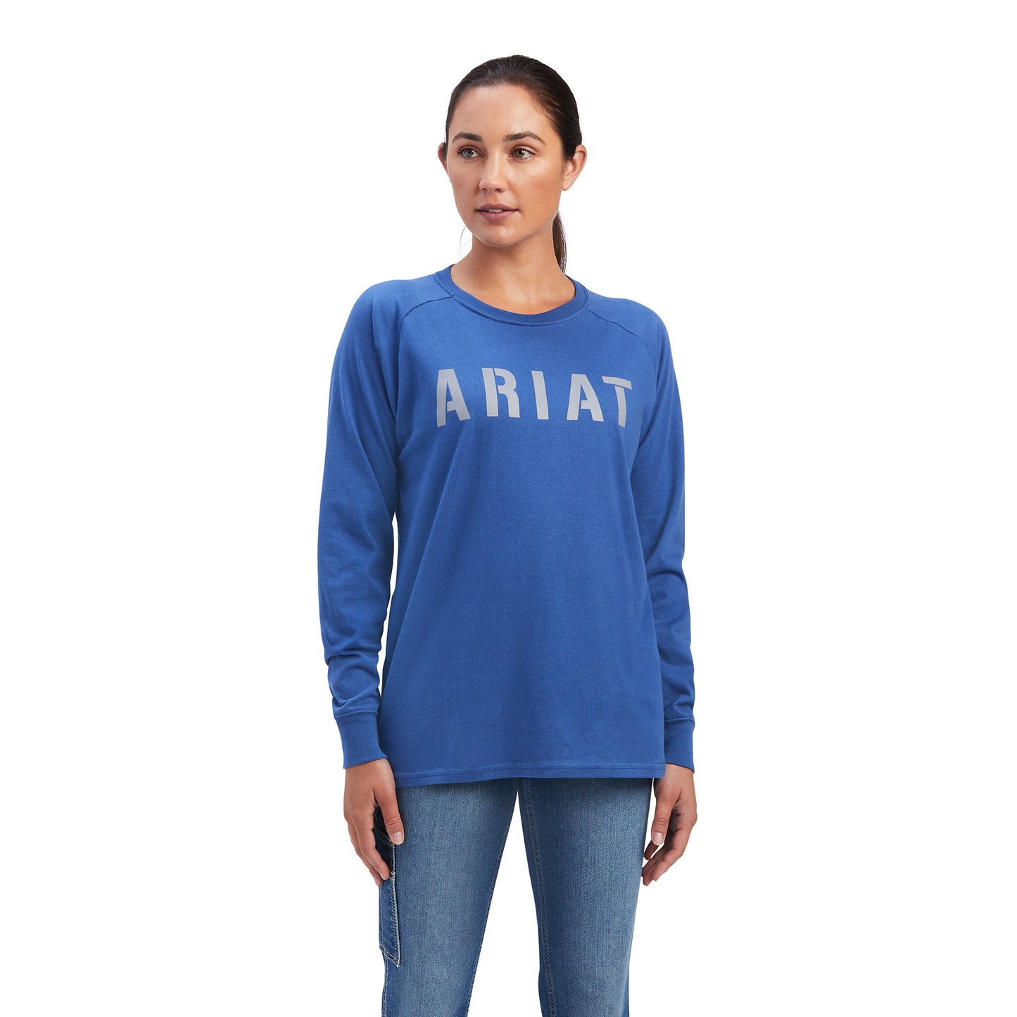 Ariat® Ladies Rebar Cotton Strong Block Navy & Alloy T-Shirt 10041436