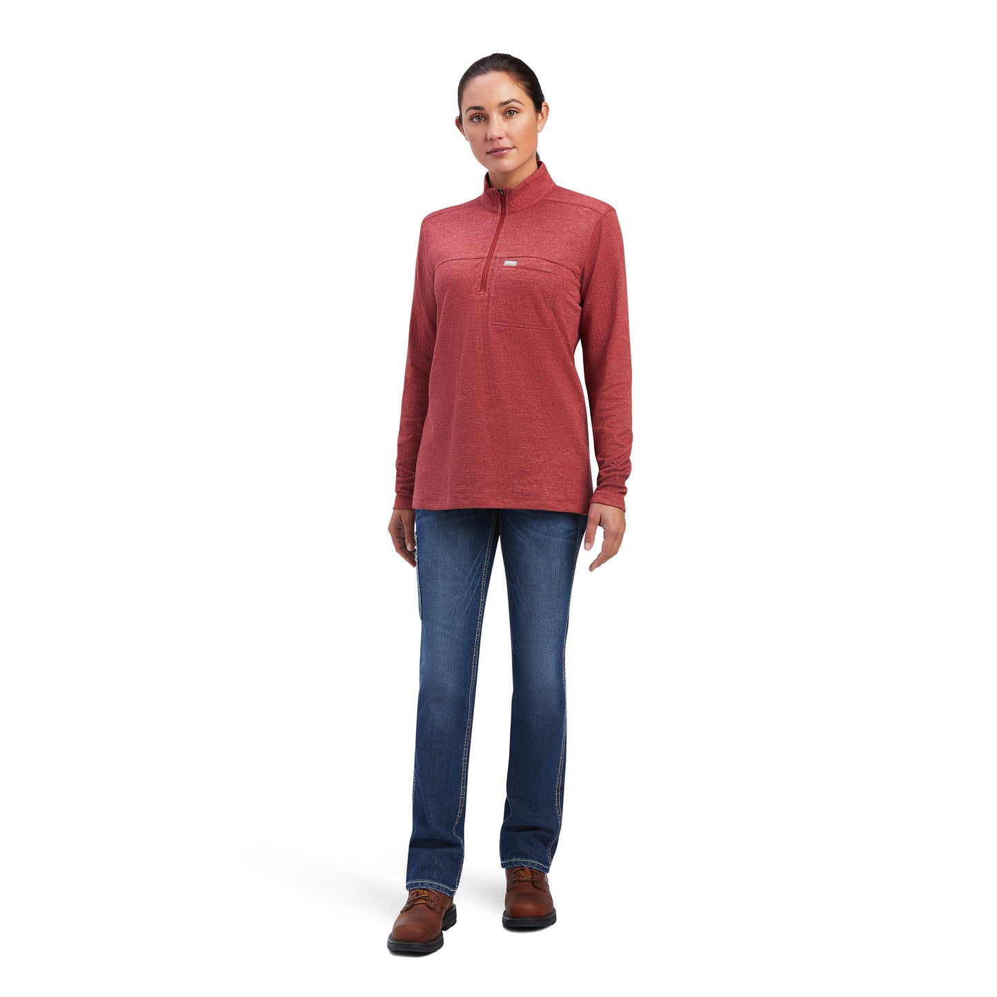 Ariat® Ladies Rebar Foundation 1/4 Zip Rosewood Shirt 10042118