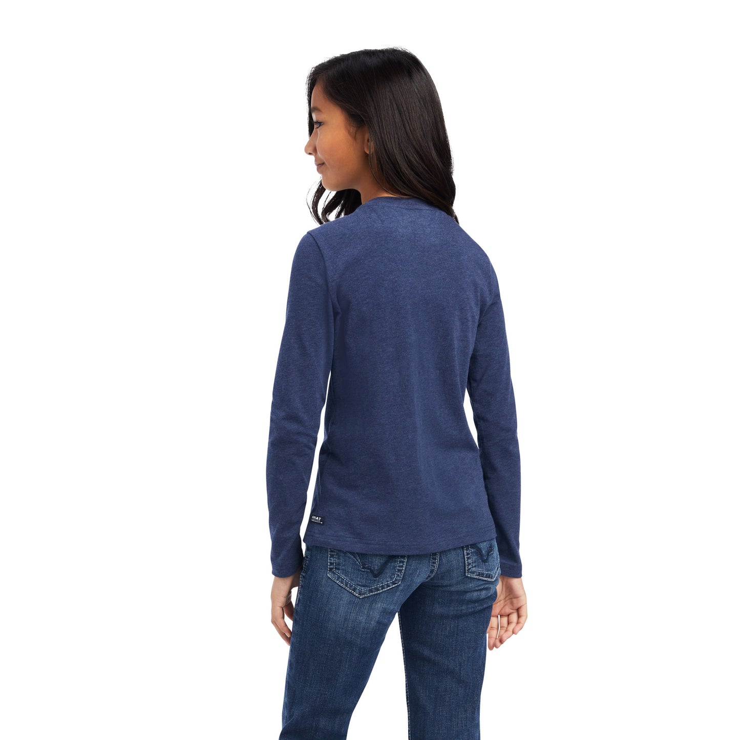 Ariat® Youth Girl's Fan Club Long Sleeve Navy Heather T-shirt 10041252