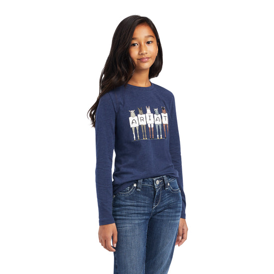 Ariat® Youth Girl's Fan Club Long Sleeve Navy Heather T-shirt 10041252