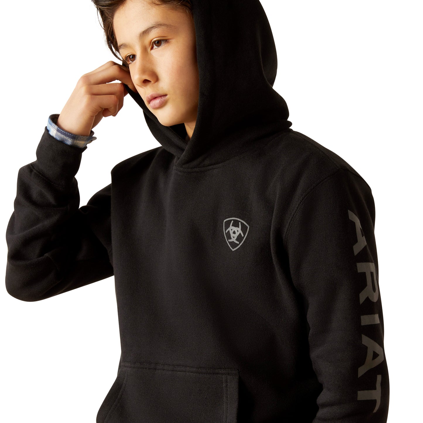 Ariat Youth Boy's Logo Black Hooded Sweatshirt 10046473