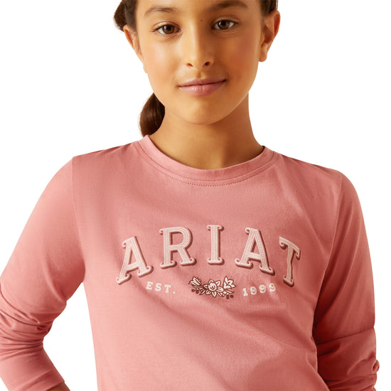 Ariat Youth Girl's Flora Dusty Rose Long Sleeve T-Shirt 10046461