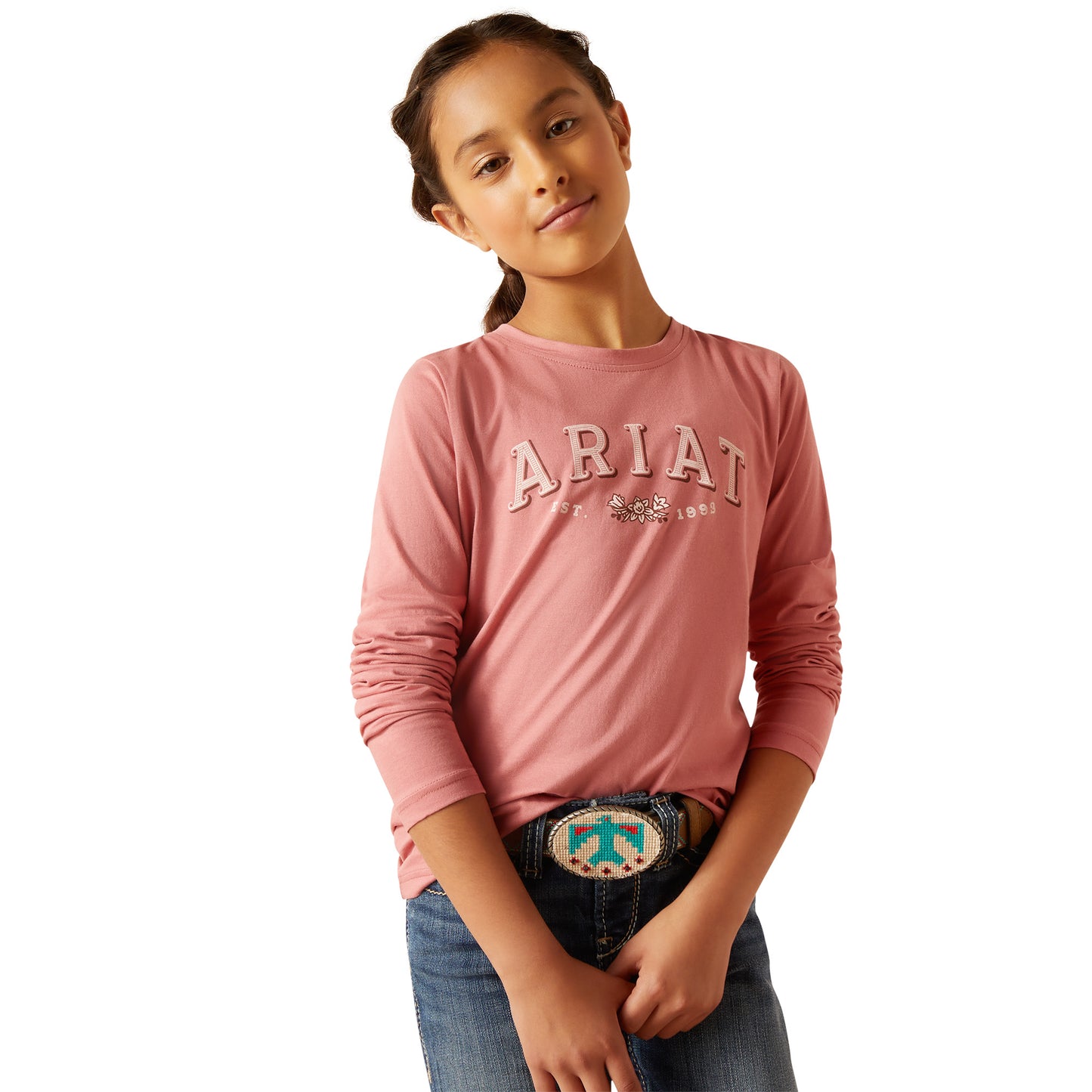 Ariat Youth Girl's Flora Dusty Rose Long Sleeve T-Shirt 10046461
