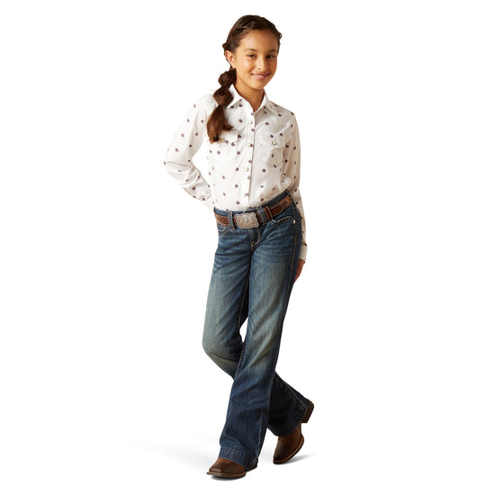 Ariat Youth Girl's Thunderbird White Button Down Shirt 10047180