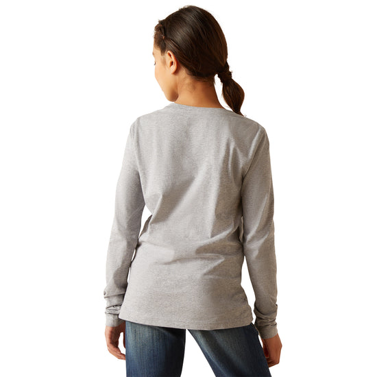 Ariat Youth Girls Fawna Graphic Heather Grey Long Sleeve T-Shirt 10047411