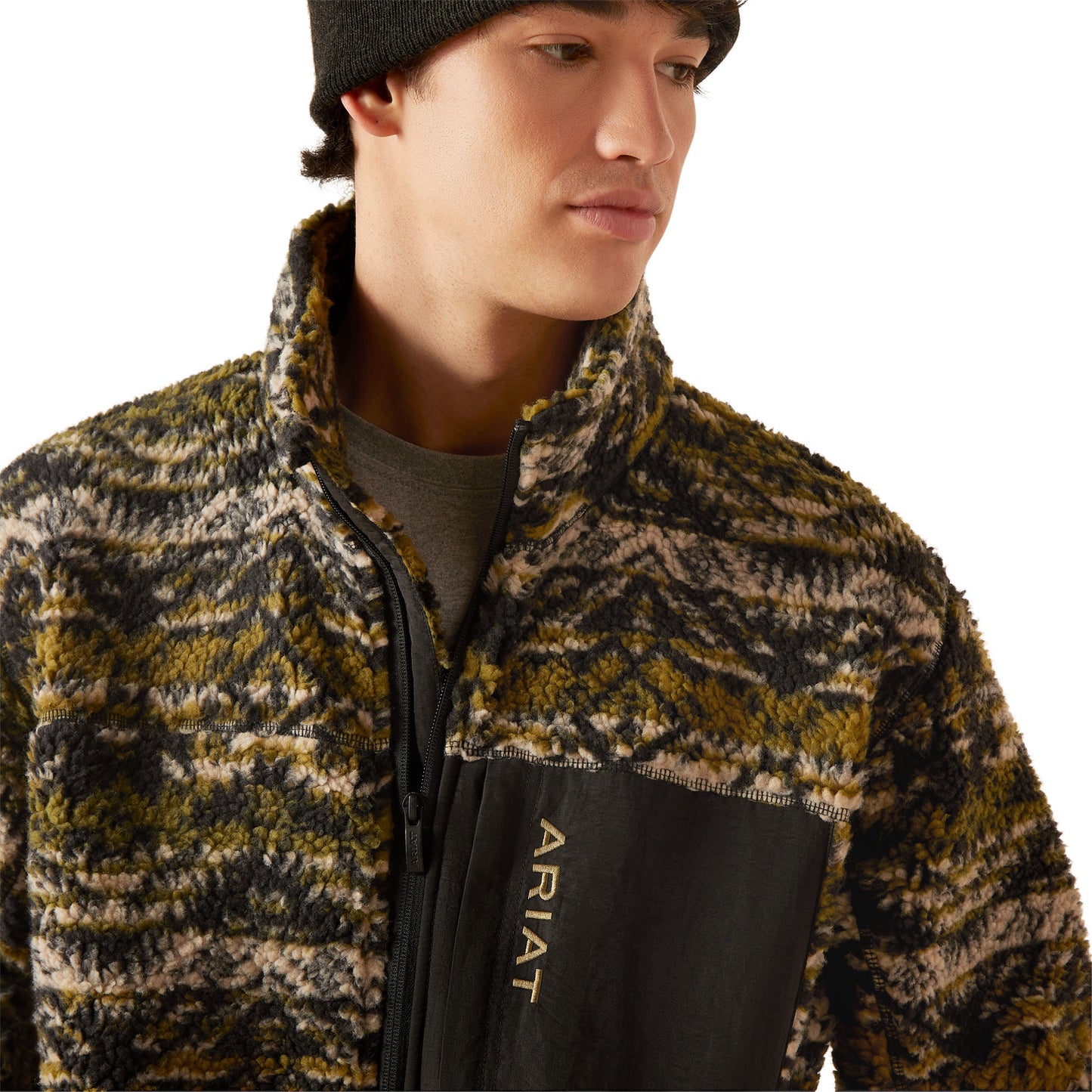 Ariat Pattern Ariat Men's Mammoth Olive Leaf Aztec Pattern Sweater Jacket 10046105
