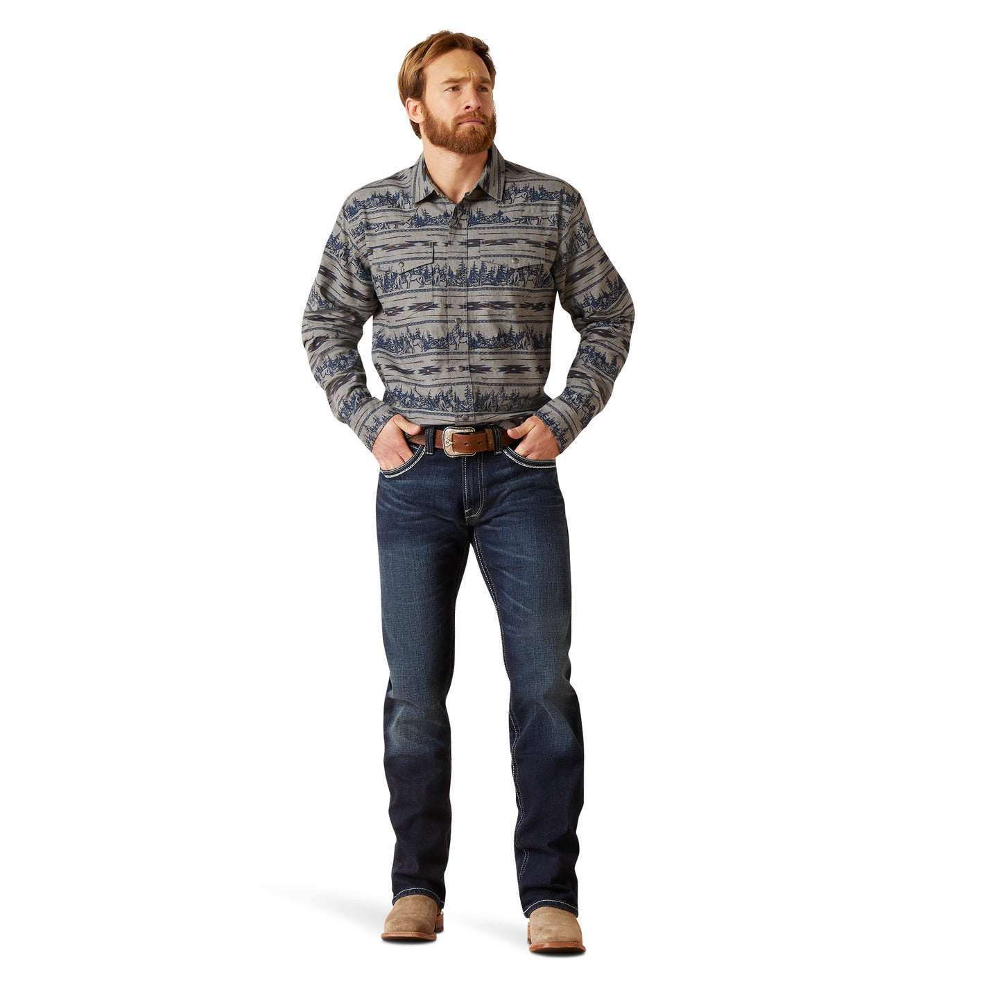 Ariat Men's Harlow Retro Fit Indigo Coast Button Down Shirt 10046297