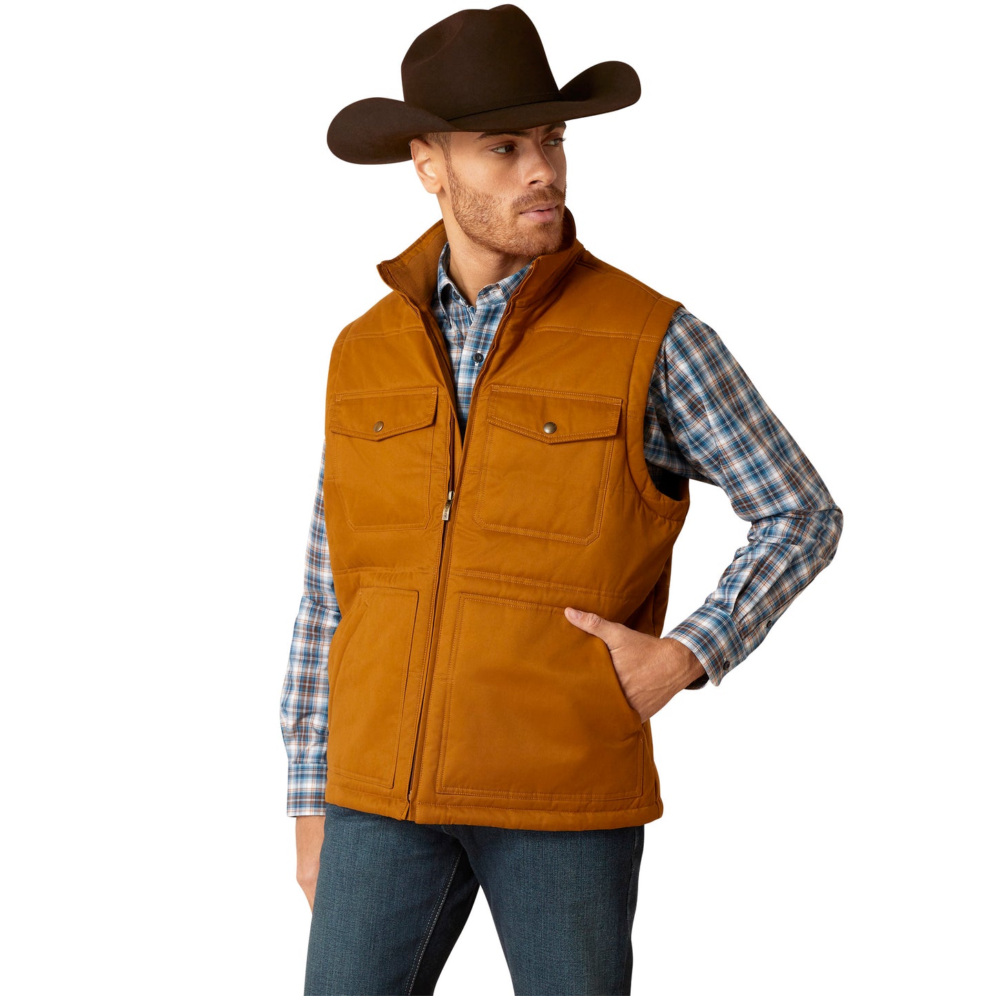 Ariat Men's Grizzly 2.0 Canvas Concealed Carry Chestnut Brown Vest 10046386