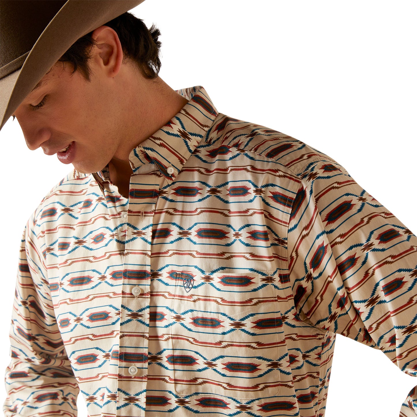 Ariat Men's Chimayo Red Print Classic Fit Western Snap Shirt 10046486