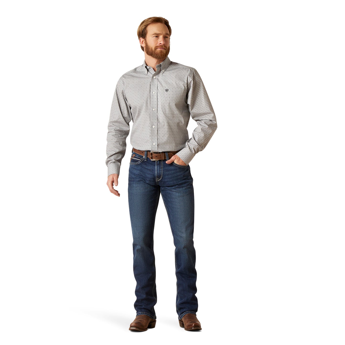 Ariat Men's Wrinkle Free Eileen Gray Button Down Shirt 10046553